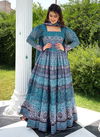 Light Blue Colour Alfaaz 3 New Exclusive Wear Chanderi Printed Gown With Dupatta Collection 3001